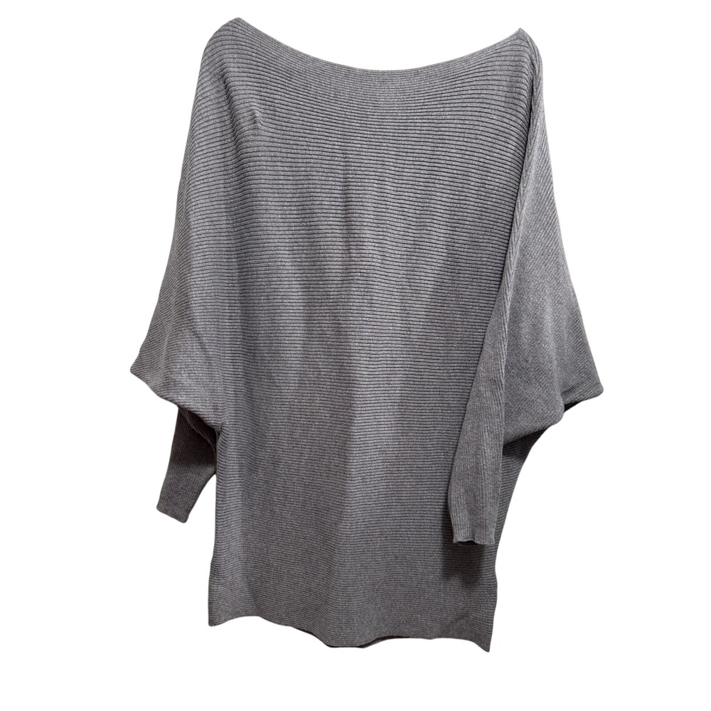 NWT Patty Boutik Gray Batwing Sweater Womens L Boat Neck Slouchy Minimalist